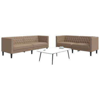 vidaXL 2-tlg. Chesterfield-Sofa-Set Cappuccino Kunstleder
