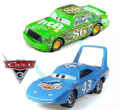 2-tlg. Disney Pixar Cars Spielzeugauto aus Diecast Nr.86 Chick Hicks+Nr.43 King