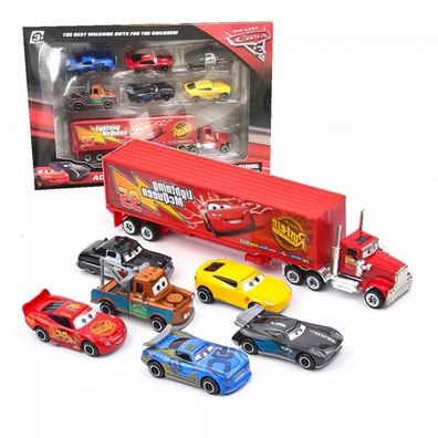 7Pcs Cars 2 Mack McQueen Racer Auto&Mack Truck Kinder Spielzeug Set Geschenk