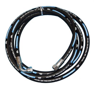 2m Ölschlauch Fasspumpenschlauch DN12 1SN AG gerade und IG 90 Grad Winkel 1/2"