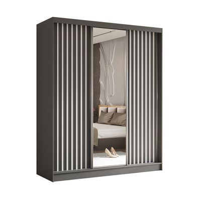 AX Living Cabinio Kleiderschrank Grau mit Spiegel - 180cm