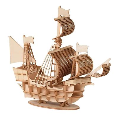3D Segelboot Holz Puzzle Montage Modell Handwerk / ab 6 / 56 Teile