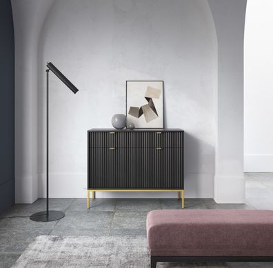AX LIVING Kommode mit Schublade „Eternas KSZ104“ 104cm breite, Modern in Schwarz