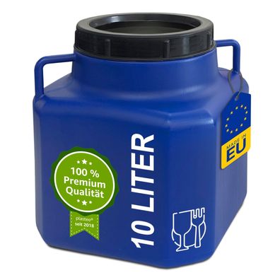 plasteo® 10 Liter Weithalsbehälter mit Deckel und Griffen lebensmittelecht BPA-Frei