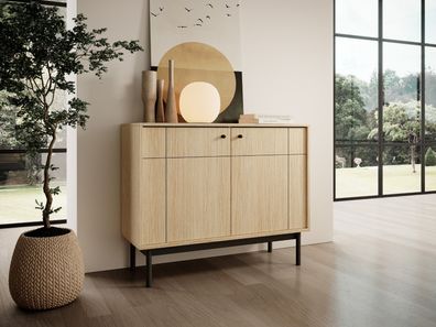 AX LIVING Kommode Kleine „Cypressa K104“ - 104 cm Breite, Modern in Eiche Linea