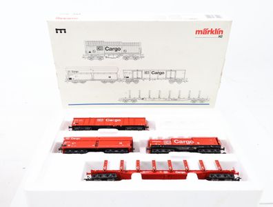 Märklin H0 46220 Güterwagen-Set 4-tlg. u.a. Rungenwagen "DB Cargo" / NEM MHI OVP