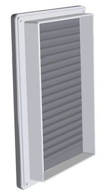 Schräge Lüftungsgitter mit Insektenschutznetz, quadratisch 14cm x 14cm grau AirRoxy