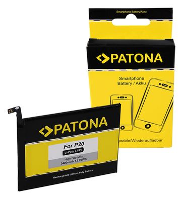 PATONA Smartphone-Akku für Huawei P20 HB396285ECW EML-AL00 – 3,82 V 3400 mAh 12,99 Wh