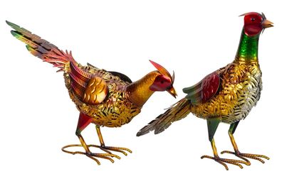Fasanen Paar 29cm/35cm Metall bunte Vogelfiguren Gartenfiguren Dekoration