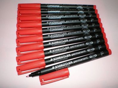 10x Staedtler Folienstift Lumocolor F permanent 318-2 rot OHP Pen Marker