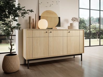 AX LIVING Kommode für Kleidung „Cypressa K154“ - 154 cm Breite, Eiche Linea