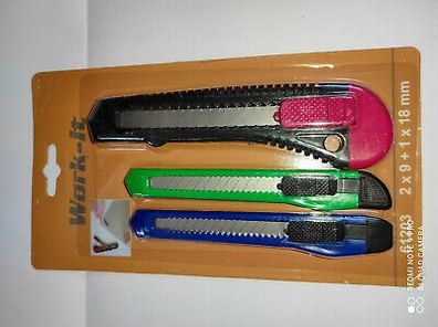 3tlg. Cuttermesser Teppichmesser Set Art.61203