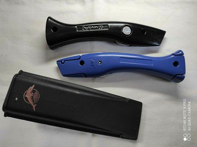 Delphin 03 schwarz & blau lackiert inkl. Köcher schwarz Delphinmesser 03
