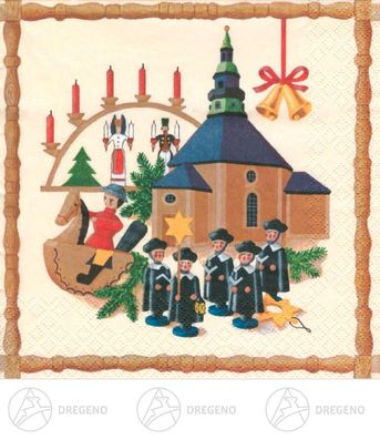 Servietten Seiffener Kirche (20) ca 33 cmx33 cm NEU Erzgebirge Papierservietten