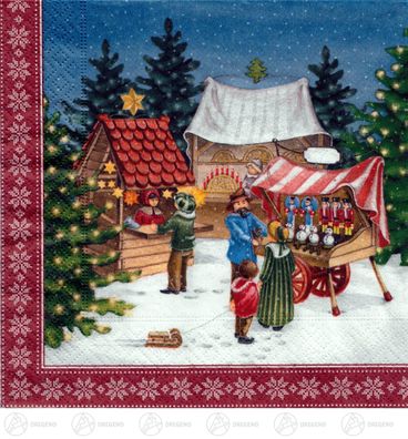 Servietten Weihnachtsmarkt (20) BxHxT= 33x0x33cm NEU Erzgebirge Papierservietten