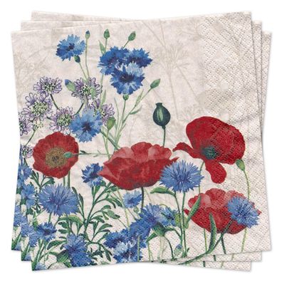 Servietten Wild Poppies (20) BxH 33x33cm NEU Papierservietten Dekoservietten