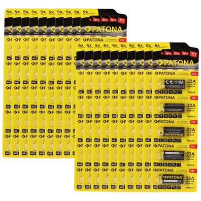 PATONA 100x (20x5 Stück) 12V 23A 23GA MN21 Spezialbatterie für Garagentoröffner,