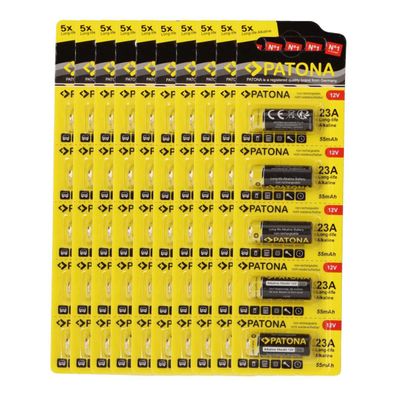 PATONA 50x (10x5 Stück) 12V 23A 23GA MN21 Spezialbatterie für Garagentoröffner,
