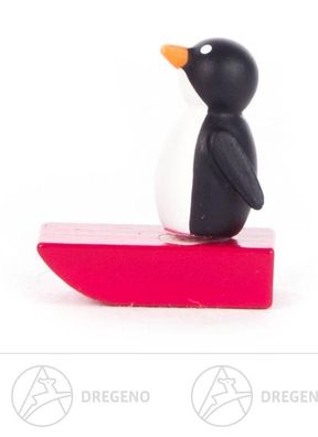 Miniatur Pinguin auf Schlitten klein, rot BxHxT 2 cmx2 cmx1 cm NEU Erzgebirge
