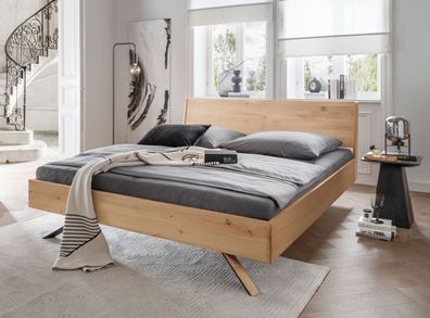 Doppelbett 180x200cm 'Combo II' Wildeiche geölt Holzkopfteil
