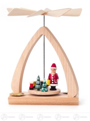Pyramide mit Weihnachtsmann, für Kerzen d=14mm BxHxT 12 cmx17 cmx6 cm NEU