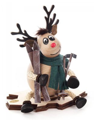 Räucherfigur Räucherelch Lars mit Ski BxHxT 15x15,9x9,5cm NEU Räuchermann