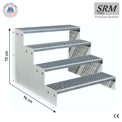 Standtreppe freistehend Treppe 4 Stufen weiß, 60 - 160 cm Breite, 72 cm Höhe