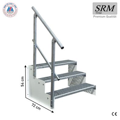 Standtreppe freistehend Treppe 3 Stufen weiß 60 - 160 cm B, 54 cm H, 1 Gel