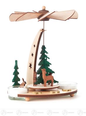 Pyramide mit Waldtieren, für Teelichte BxHxT 16 cmx19 cmx14,5 cm NEU Erzgebirge