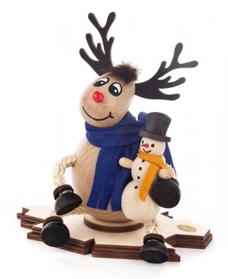Räucherfigur Räucherelch Ole mit Schneemann BxHxT 15x15,9x9,5cm NEU Räuchermann