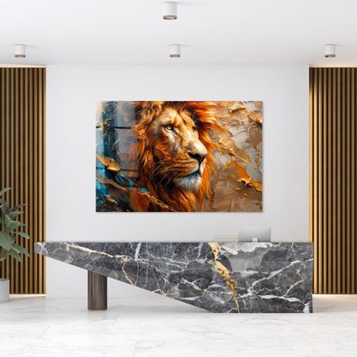 Bunte Abstrakter Löwe Tier Bild Kunst, Wandbild Poster, Leinwand oder Acrylglas 0010