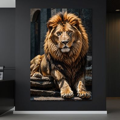 Löwe, Tier Bild Kunst, Wandbild Poster, Leinwand oder Acrylglas 0001