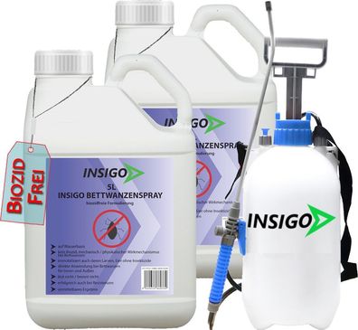 INSIGO 2x5L + 5L Sprüher Bettwanzenspray Bettwanzenmittel Bettwanzenschutz Abwehr
