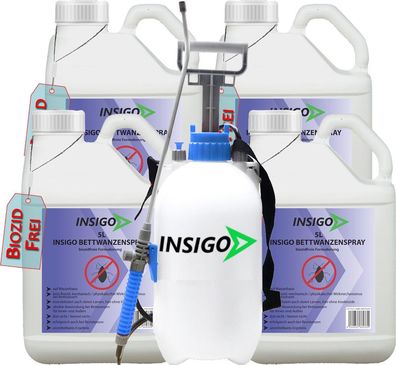 INSIGO 4x5L + 5L Sprüher Bettwanzenspray Bettwanzenmittel Bettwanzenschutz Abwehr