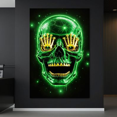 Moderne Wandbild, Totenkopf und Luxusuhrenmarke, Poster, Leinwand oder Acrylglas