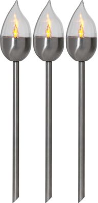 Star LED-Solar-Fackel"Olympus", Edelstahl, 3er Set, Silber
