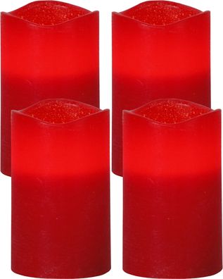 LED-Wachskerzen "May", 4er Set, rot