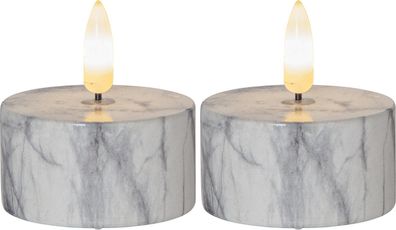 LED-Teelichte 'Flamme Marble', 2er Set,