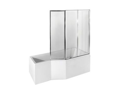 Duschwand Duschabtrennung 3-teilig Ambition Premium 130x140 Gehärtetes Glas 4 mm