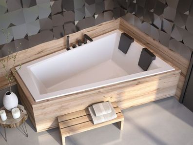 Badewanne Eckwanne INTIMA SLIM 180x125 Rechts Styropor Kopfstützen | Ablauf & Füße