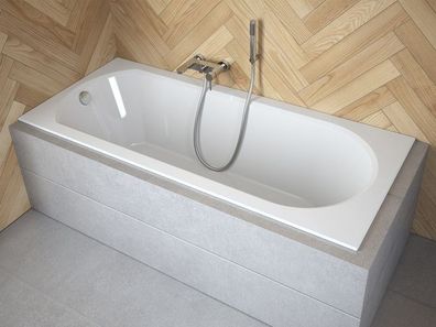Badewanne Rechteck Acryl Intrica SLIM 160x75 Styropor 4cm | Ablauf & Füße GRATIS !