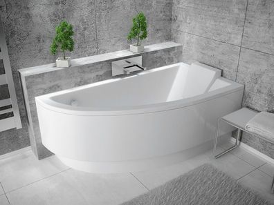 Badewanne Eckwanne Acryl Praktika 140x70 Rechts Weiß | Ablauf & Füße GRATIS !