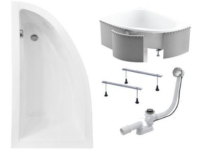 Badewanne Eckwanne Acryl Praktika 140x70 Links Styropor | Ablauf & Füße GRATIS !