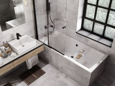 Badewanne Rechteck Acryl QUADRO SLIM 180x80 Weiß Styropor 4cm | Ablauf & Füße GRATIS!
