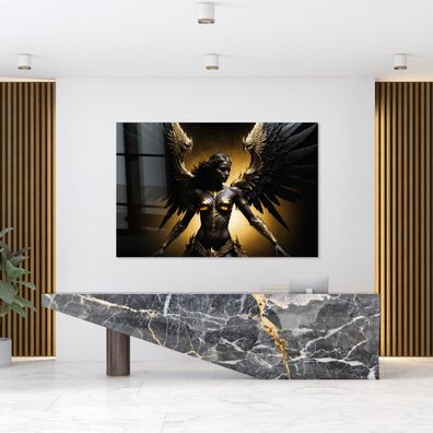 Wandbild Frau mit Flügeln in Gold, Kunst Bild, Poster, Leinwand oder Acrylglas 0p65