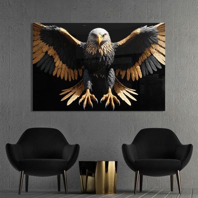 Wandbild Adlervogel in Gold, Tier Kunst Bild, Poster, Leinwand oder Acrylglas