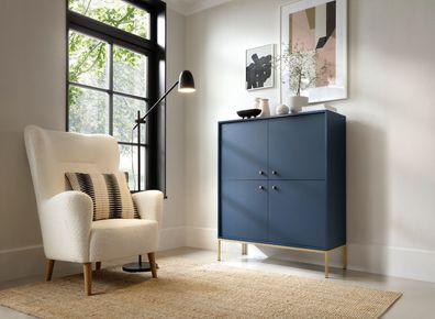 AX LIVING Große Kommode „Domiti MK104“ - 104 cm Breite, Modern in Dunkelblau