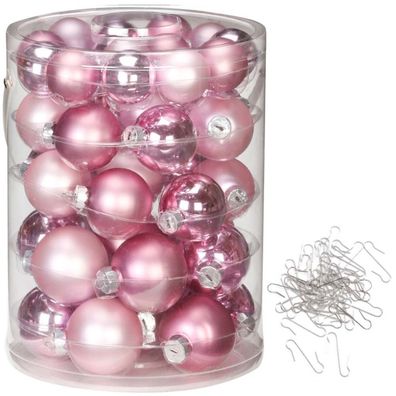 Weihnachtskugeln 44 Stk 4,5,6cm Pink Blush + Aufhänger