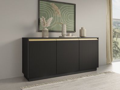 AX LIVING Sideboard Modern „Lirio K154“ - 154 cm Stilvoll und Praktisch, Schwarz