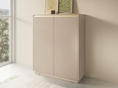 AX LIVING Kommode Modern „Lirio KW103“ 103cm Breite Stilvoll und Praktisch Beige